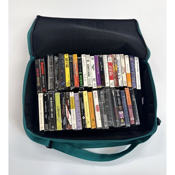 Vintage Cassette Tapes Lot of 41 Mixed Music 70s 80s Rock Pop with Carrying Case - Picture 1 of 13